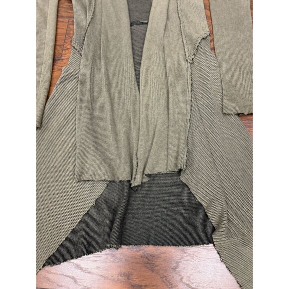 Cut Loose M Green Hooded Cardigan Jacket Drape Front Boho Longline Asymmetrical - Picture 9 of 16